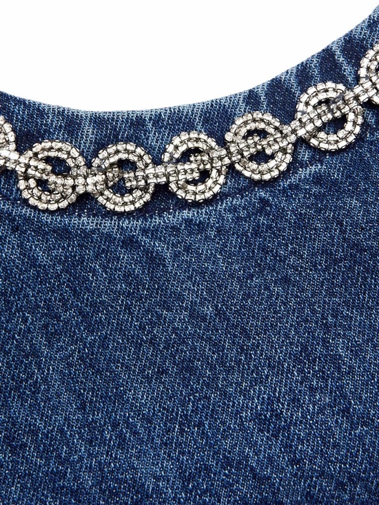 Self-Portrait Indigo Crystal Trim Mini Dress NWT Size 2 - Picture 3 of 10